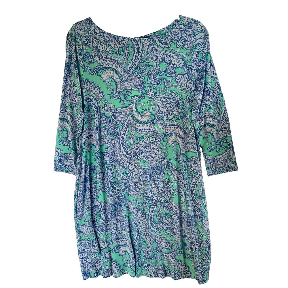 Cynthia Rowley Dress Sz M Blue Paisley Beach Sleeveless Pockets Polyester NWT